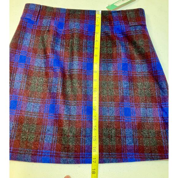41 Hawthorne A-Line Wool Plaid School Girl Mini Skirt Gray Blue Red Size S - Picture 5 of 8
